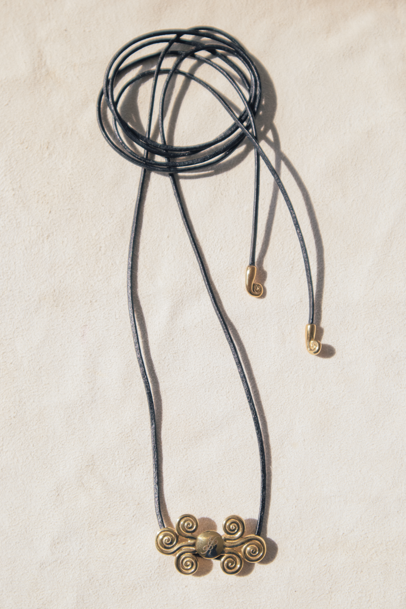 El Garabato Charm Leather Necklace - 18K Gold Vermeil