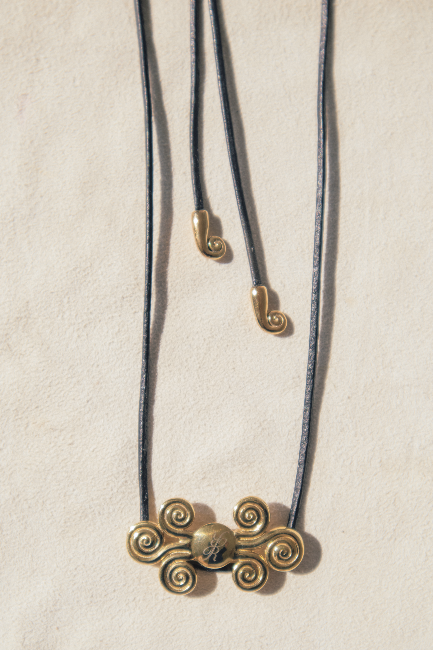 El Garabato Charm Leather Necklace - 18K Gold Vermeil